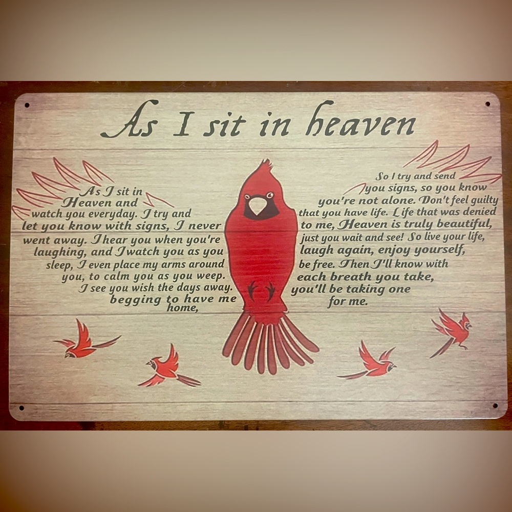 As I Sit In Heaven Metal Plaque